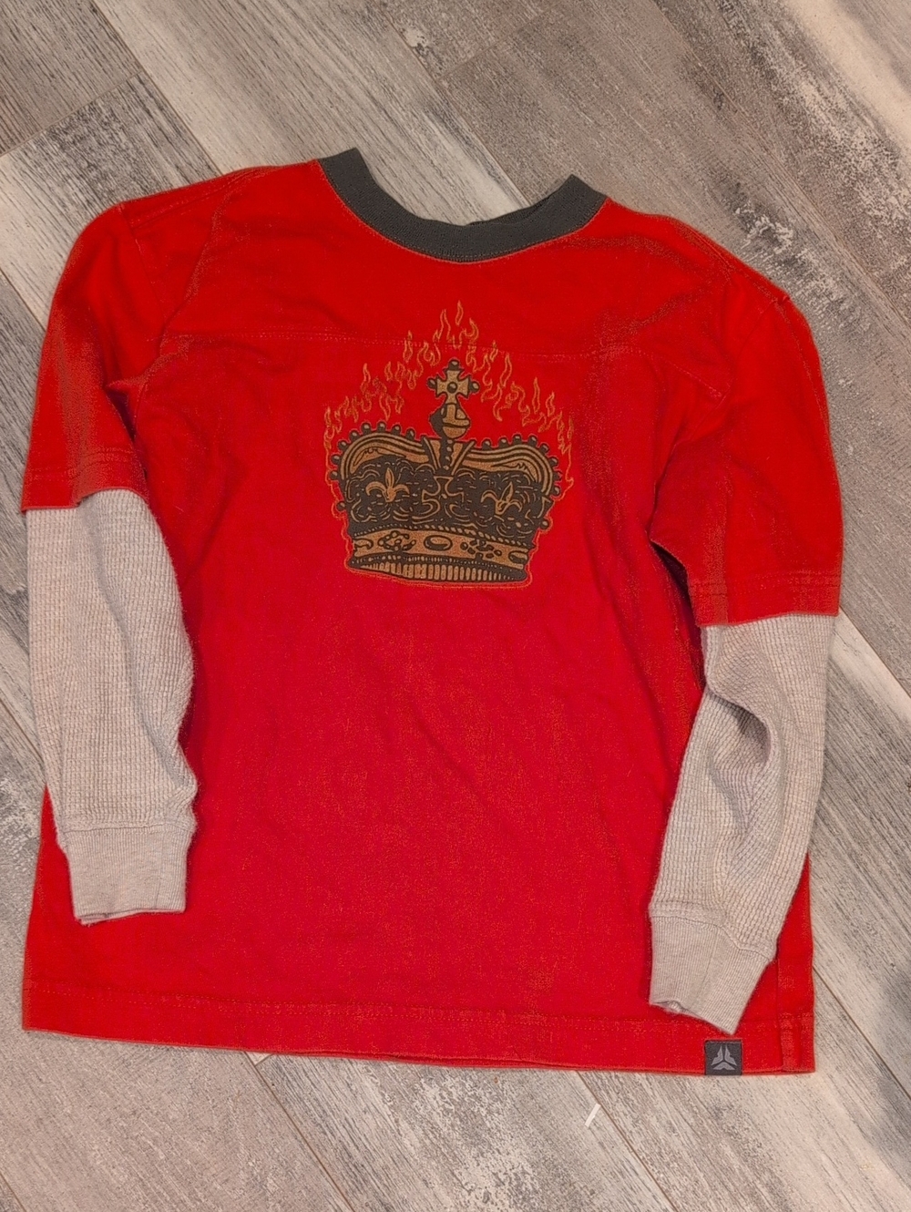 Red Crown Graphic Layered-Look Kids Long Sleeve Shirt